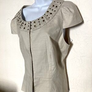 Vintage Willi Smith Linen Top with Studded Neckline Vintage-ish 14